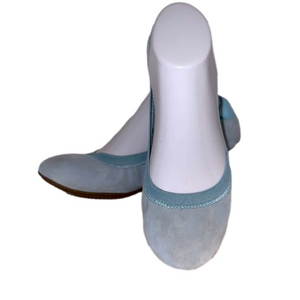 Lands’ End Blue Suede Ballet Flats Size 8.5B - EUC